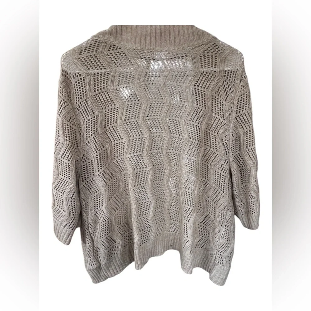Leo & Nicole Tan Open-Knit Cardigan - Picture 5 of 5